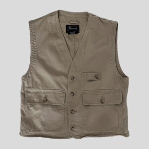 Faconnable Tan Khaki Cotton Outdoor Gorpcore Hiking Mens Casual Utility Vest - M